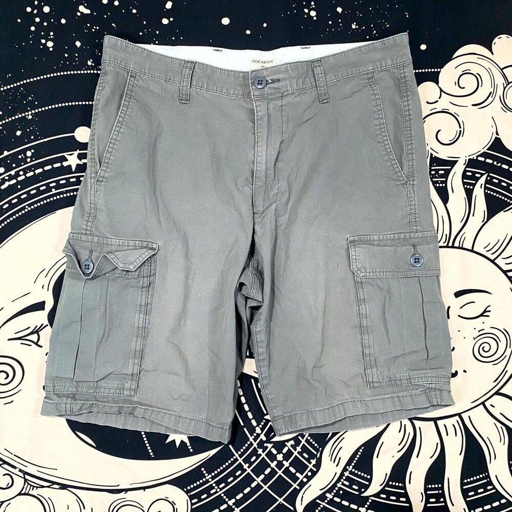 Dockers Shorts Men's 33 Gray Cargo Summer Workwear Streetwear Casual Outdoor